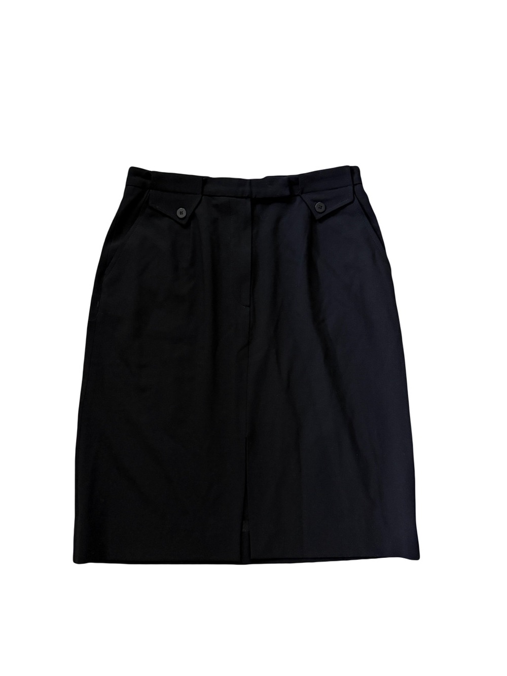 Vintage Black Wool Mini Skirt A-Line High Waist 90s Minimalist Size 6